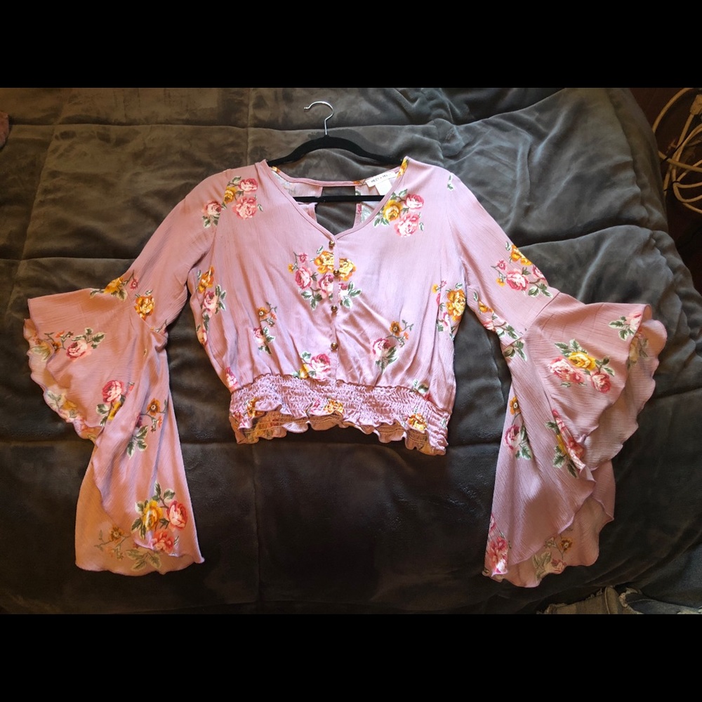 Pink floral blouse